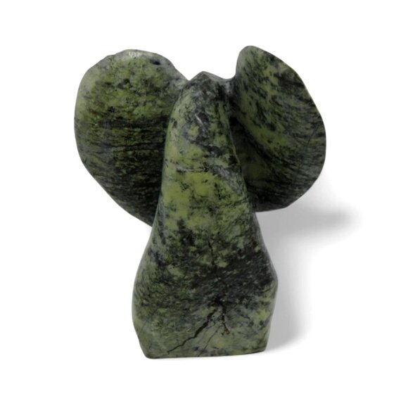 Elephant Hand Carved Green Leopard Rock Stone South Africa Signed 4.5" - Picture 5 of 10